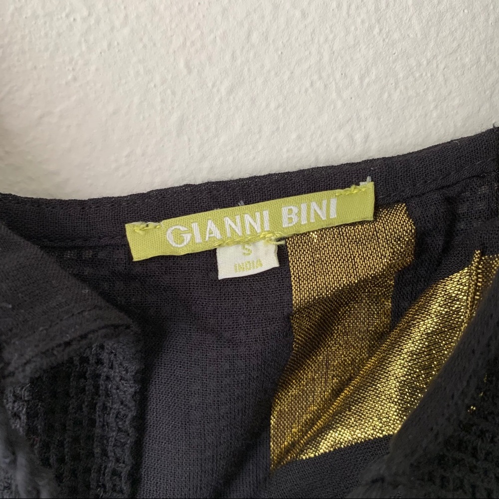 GIANNI BINI Black Mesh Overlay Tassels Mini Dress - Picture 4 of 5